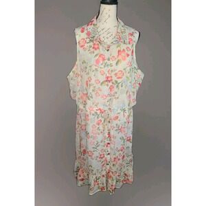 American Rag Cie 1X Floral Button Front Dress Rhinestone Collar Boho Cottagecore